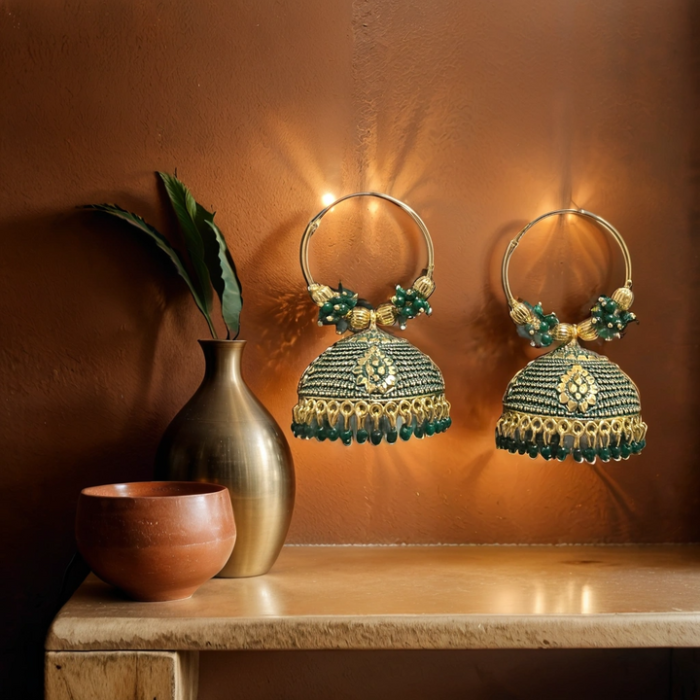 Elegant Bridal Hoop Jhumka Earrings - Image 1
