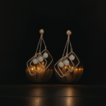 Geometric Pearl Chandelier Earrings