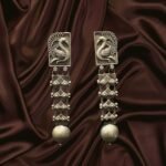 Peacock Motif Long Dangler Earrings