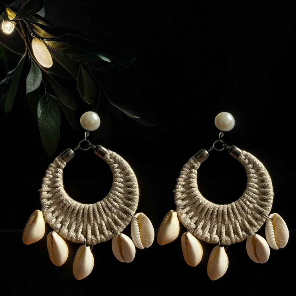 Bohemian Shoreline Cowrie Hoop Earrings Bohemian Shoreline Cowrie Hoop Earrings - Image 1