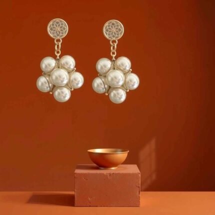 Luxe Cluster Pearl Drop Earrings