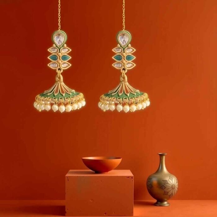 Royal Kundan Jhumka Earrings - Image 1