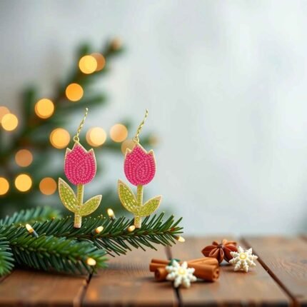 Blooming Tulip Beaded Earrings