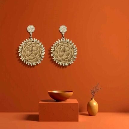 Boho Woven Rattan Statement Earrings