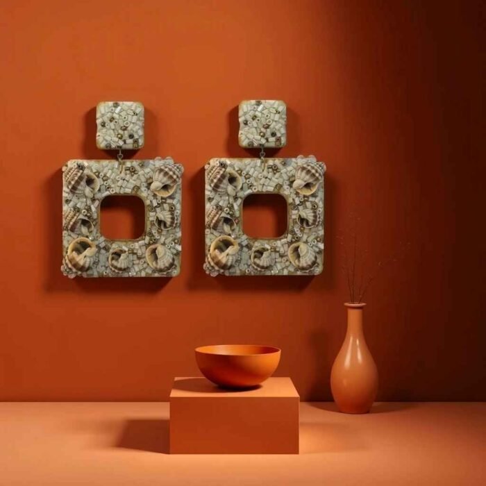 Coastal Harmony Square Shell Earrings - Image 1