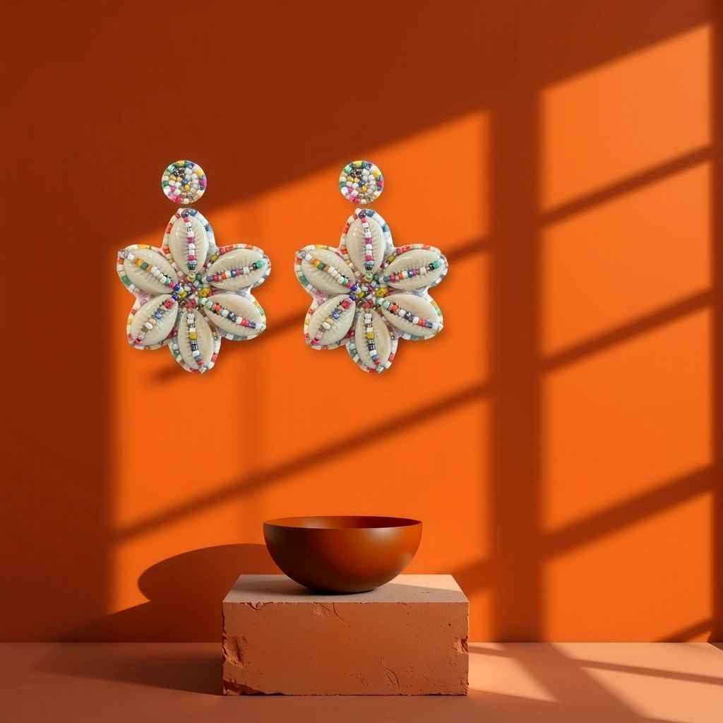 Ocean Bloom Cowrie Shell Earrings Ocean Bloom Cowrie Shell Earrings - Image 1