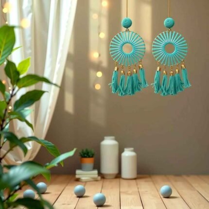 Turquoise Dreamcatcher Tassel Earrings